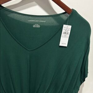 NWT American Eagle Outfitters Dark Green Twist Front Blouse